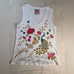 Johnny Was Multicolor Embroidered Tank Top
